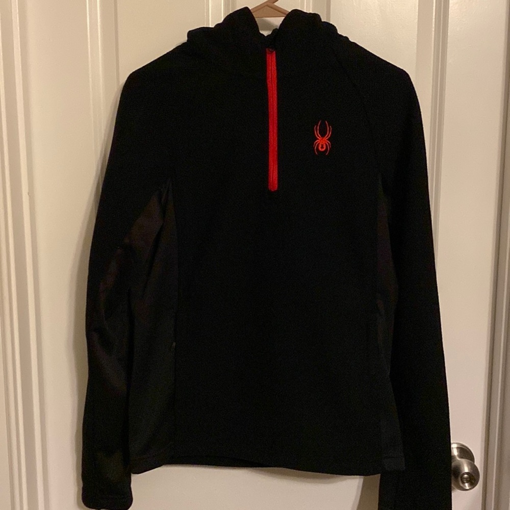 NEW Black hooded 1/2 zip Pullover by Spyder size Small